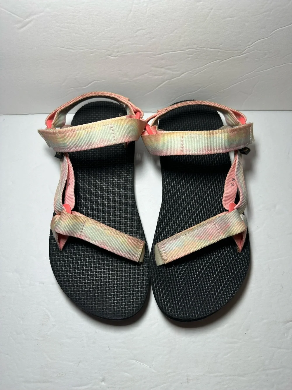 Teva Girl's Original Universal Pastel Tie-Dye Sorbet Lemon Summer Outdoor Sz 3